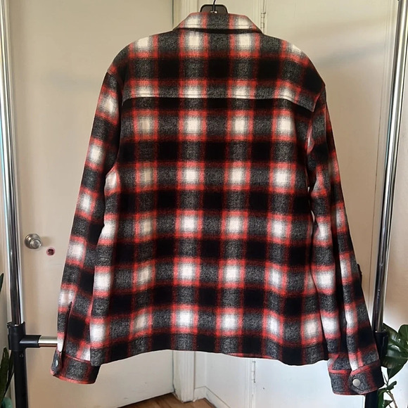 Bp. Plaid Shirt Jacket In Brown-rust Combo. Size Large - Picture 4 of 5